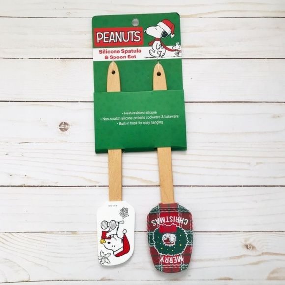 PEANUTS Christmas Holiday Kitchen Silicone Spatula and Spoon Set - Picture 1 of 4